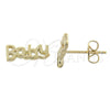 Oro Laminado Stud Earring, Gold Filled Style Diamond Cutting Finish, Golden Finish, 02.94.0050 *PROMO*