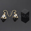 Oro Laminado Dangle Earring, Gold Filled Style with White Cubic Zirconia, Polished, Golden Finish, 02.171.0027