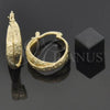 Oro Laminado Small Hoop, Gold Filled Style Twist and Flower Design, Diamond Cutting Finish, Golden Finish, 5.146.014.1