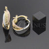 Oro Laminado Small Hoop, Gold Filled Style Twist Design, Diamond Cutting Finish, Tricolor, 5.155.007.1