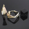 Oro Laminado Small Hoop, Gold Filled Style Twist Design, Diamond Cutting Finish, Tricolor, 5.155.004.1