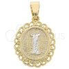 Oro Laminado Fancy Pendant, Gold Filled Style Polished, Two Tone, 05.16.0165