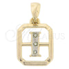 Oro Laminado Fancy Pendant, Gold Filled Style Polished, Two Tone, 05.16.0177
