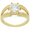 Oro Laminado Multi Stone Ring, Gold Filled Style with White Cubic Zirconia, Polished, Golden Finish, 5.167.003.07 (Size 7)