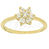 Oro Laminado Multi Stone Ring, Gold Filled Style Flower Design, with White Cubic Zirconia, Polished, Golden Finish, 5.166.021.09 (Size 9)