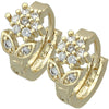 Oro Laminado Huggie Hoop, Gold Filled Style Flower Design, with White Cubic Zirconia, Polished, Golden Finish, 5.130.035.2