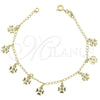 Oro Laminado Charm Bracelet, Gold Filled Style Flower Design, Diamond Cutting Finish, Golden Finish, 03.09.0038.07 (8 Inches Length)