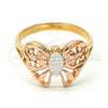 Oro Laminado Elegant Ring, Gold Filled Style Butterfly Design, Polished, Tricolor, 5.174.007.1.08 (Size 8)