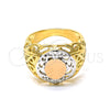 Oro Laminado Elegant Ring, Gold Filled Style Filigree Design, Diamond Cutting Finish, Tricolor, 5.173.009.09 (Size 9)
