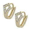 Oro Laminado Huggie Hoop, Gold Filled Style with White Cubic Zirconia, Polished, Golden Finish, 02.155.0041