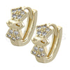 Oro Laminado Huggie Hoop, Gold Filled Style with White Cubic Zirconia, Polished, Golden Finish, 02.155.0027