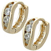 Oro Laminado Huggie Hoop, Gold Filled Style Filigree Design, with White Cubic Zirconia, Polished, Golden Finish, 02.97.0104