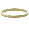 Oro Laminado Individual Bangle, Gold Filled Style Leaf Design, Diamond Cutting Finish, Golden Finish, 07.156.0038 (03 MM Thickness, Size 5 (2.50 Diameter))