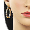 Oro Laminado Medium Hoop, Gold Filled Style Twist and Hollow Design, Diamond Cutting Finish, Golden Finish, 02.170.0021.40