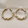 Oro Laminado Medium Hoop, Gold Filled Style Twist and Hollow Design, Diamond Cutting Finish, Golden Finish, 02.170.0021.40
