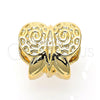 Oro Laminado Love Link Pendant, Gold Filled Style with White Crystal, Polished, Golden Finish, 05.179.0003