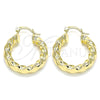 Oro Laminado Small Hoop, Gold Filled Style Twist Design, Polished, Golden Finish, 02.170.0030.25