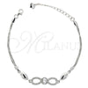 Sterling Silver Fancy Bracelet, Infinite Design, with White Micro Pave and White Cubic Zirconia, Polished, Rhodium Finish, 03.183.0018.06 (6 Inches Length)