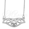 Sterling Silver Pendant Necklace, Teardrop and Box Design, with White Micro Pave and White Cubic Zirconia, Polished, Rhodium Finish, 04.183.0019 (01 MM Thickness, 18 Inches Length)