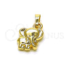 Oro Laminado Fancy Pendant, Gold Filled Style Elephant Design, Polished, Golden Finish, 05.178.0004