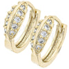 Oro Laminado Huggie Hoop, Gold Filled Style Leaf Design, with White Cubic Zirconia, Polished, Golden Finish, 02.165.0046