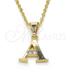 Oro Laminado Fancy Pendant, Gold Filled Style Initials Design, with White Cubic Zirconia, Polished, Golden Finish, 05.26.0012