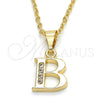 Oro Laminado Fancy Pendant, Gold Filled Style Initials Design, with White Cubic Zirconia, Polished, Golden Finish, 05.26.0013