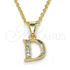 Oro Laminado Fancy Pendant, Gold Filled Style Initials Design, with White Cubic Zirconia, Polished, Golden Finish, 05.26.0015