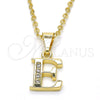 Oro Laminado Fancy Pendant, Gold Filled Style Initials Design, with White Cubic Zirconia, Polished, Golden Finish, 05.26.0017