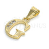 Oro Laminado Fancy Pendant, Gold Filled Style Initials Design, with White Cubic Zirconia, Polished, Golden Finish, 05.26.0019