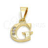 Oro Laminado Fancy Pendant, Gold Filled Style Initials Design, with White Cubic Zirconia, Polished, Golden Finish, 05.26.0019