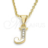 Oro Laminado Fancy Pendant, Gold Filled Style Initials Design, with White Cubic Zirconia, Polished, Golden Finish, 05.26.0022