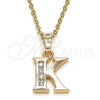 Oro Laminado Fancy Pendant, Gold Filled Style Initials Design, with White Cubic Zirconia, Polished, Golden Finish, 05.26.0023