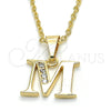 Oro Laminado Fancy Pendant, Gold Filled Style Initials Design, with White Cubic Zirconia, Polished, Golden Finish, 05.26.0025