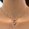 Oro Laminado Fancy Pendant, Gold Filled Style Initials Design, with White Cubic Zirconia, Polished, Golden Finish, 05.26.0034