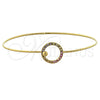 Oro Laminado Individual Bangle, Gold Filled Style with Multicolor Crystal, Polished, Golden Finish, 07.165.0004.1 (01 MM Thickness, Size 5 (2.50 Diameter))
