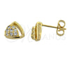 Oro Laminado Stud Earring, Gold Filled Style with White Micro Pave, Polished, Golden Finish, 02.168.0015