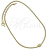 Oro Laminado Pendant Necklace, Gold Filled Style Rat Tail Design, with White Micro Pave, Polished, Golden Finish, 04.63.0008 (03 MM Thickness, 18 Inches Length)