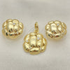 Oro Laminado Earring and Pendant Adult Set, Gold Filled Style with White Crystal, Polished, Golden Finish, 10.59.0187