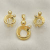Oro Laminado Earring and Pendant Adult Set, Gold Filled Style with White Crystal, Polished, Golden Finish, 10.59.0146