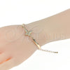 Oro Laminado Fancy Bracelet, Gold Filled Style Butterfly Design, with White Cubic Zirconia, Polished, Golden Finish, 03.65.1133 (7 Inches Length)