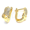 Oro Laminado Huggie Hoop, Gold Filled Style with White Micro Pave, Polished, Golden Finish, 02.156.0166