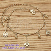 Oro Laminado Charm Anklet , Gold Filled Style Smile Design, Diamond Cutting Finish, Golden Finish, 03.105.0034.10 (07 MM Thickness, 10 Inches Length)
