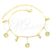 Oro Laminado Charm Anklet , Gold Filled Style Ball Design, Polished, Golden Finish, 03.105.0030.10 (08 MM Thickness, 10 Inches Length)