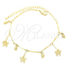 Oro Laminado Charm Anklet , Gold Filled Style Butterfly Design, Polished, Golden Finish, 03.105.0029.10 (06 MM Thickness, 10 Inches Length)