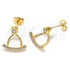 Oro Laminado Dangle Earring, Gold Filled Style with White and White Cubic Zirconia, Polished, Golden Finish, 02.156.0173