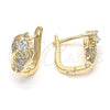 Oro Laminado Huggie Hoop, Gold Filled Style with White Cubic Zirconia and White Micro Pave, Polished, Golden Finish, 02.155.0065