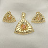Oro Laminado Earring and Pendant Adult Set, Gold Filled Style with Orange Cubic Zirconia, Polished, Golden Finish, 10.59.0151.2