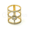 Oro Laminado Multi Stone Ring, Gold Filled Style with White Micro Pave and White Cubic Zirconia, Polished, Golden Finish, 01.155.0037.07 (Size 7)
