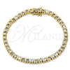 Oro Laminado Tennis Bracelet, Gold Filled Style with White Cubic Zirconia, Polished, Golden Finish, 03.60.0146 (04 MM Thickness, 7 Inches Length)